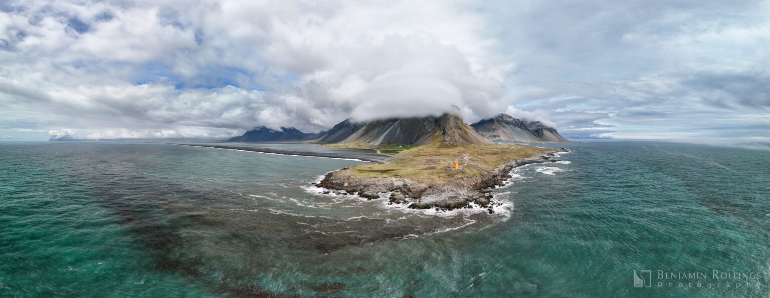 drone image of Mount Eystrahorn, Iceland